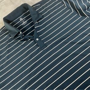 Turtleson Polo Shirt Mens XXL blue white Stripe Stretch‎ Performance Golf NWOT
